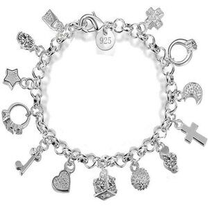 Sterling Silver Bracelets for Women Charm Link Bracelet Jewelry Gift for Women